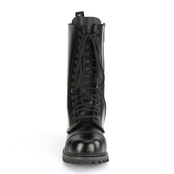 Demonia Men's Riot-14 Mid Calf Boots - Black Leather D5940-18US Clearance